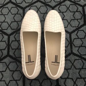 White woven leather loafers